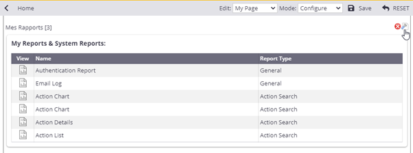 Configuring the Reports widget