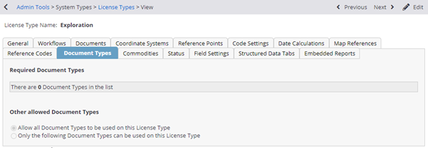 Document Type Tab