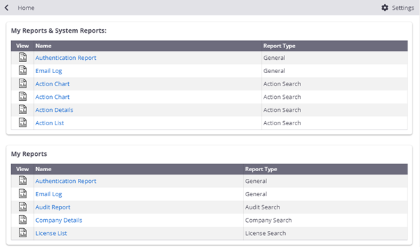 My Reports Widget